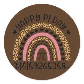 Happy Pi Day Math Teacher Mathematic Leopard Classic Round Sticker