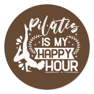 Happy Pilates Instructor Girl Funny Pilates Lover Classic Round Sticker