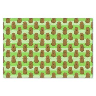 Happy Potatoes On A Green Striped Background Tissue Paper