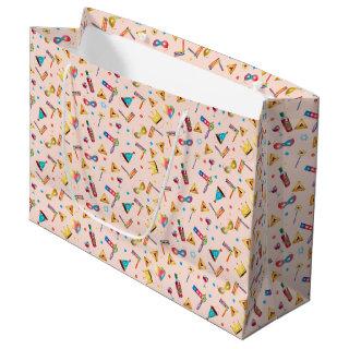Happy Purim Festival Kids Party Gifts Pink Pattern Large Gift Bag