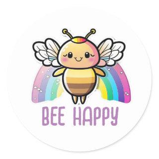 Happy rainbow honey bee sticker