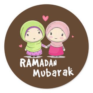 Happy Ramadan Mubarak Holy Month Calligraphy With Classic Round Sticker