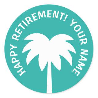 Happy Retirement palm tree stickers | Personalize