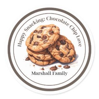 Happy Snacking: Chocolate Chip Love Classic Round Sticker