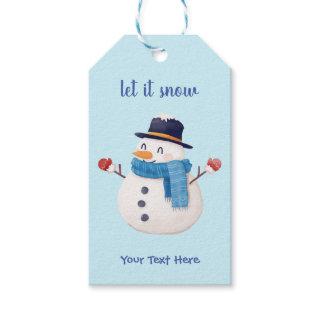 Happy Snowman with Scarf and Hat Holiday Gift Tag
