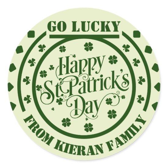 happy st Patrick's day shamrock custom Classic Round Sticker