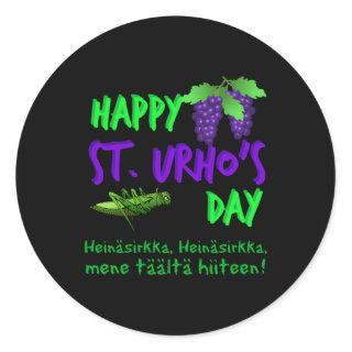 Happy St Urho'S Day Finnish Grasshopper Novelty Classic Round Sticker