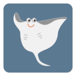 Happy Stingray Square Sticker