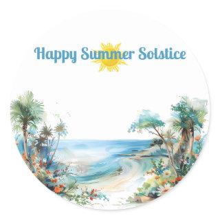 happy summer solstice 2024 sun  classic round sticker