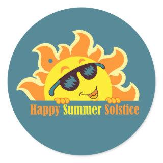 happy summer solstice 2024 turquoise classic round sticker