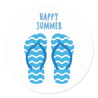 Happy Summer Sticker With Flip Flops