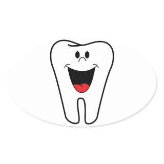 Happy teeth customizable for your Dental practice Oval Sticker