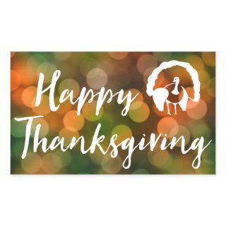 Happy Thanksgiving (bokeh fall lights) Rectangular Sticker