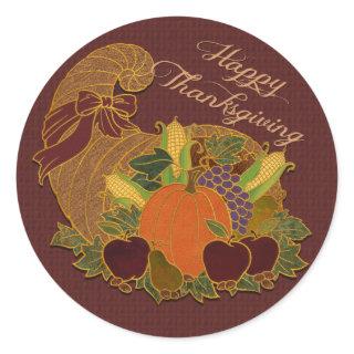 Happy Thanksgiving Cornucopia Stickers