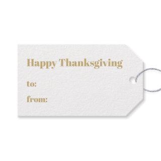 Happy Thanksgiving gold white to from modern Gift Tags