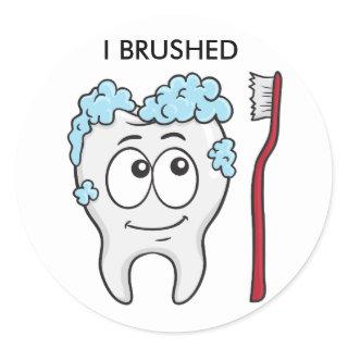 Happy Tooth And Brush Classic Round Sticker