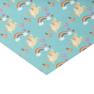 Happy Unicorn with Rainbow Clouds and Flowers Tissue Paper