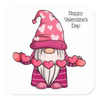 Happy Valentine’s Day Cute Gnome Square Sticker