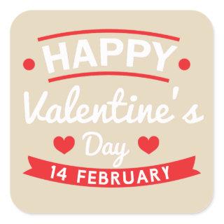 Happy Valentine's 14 February Square Sticker