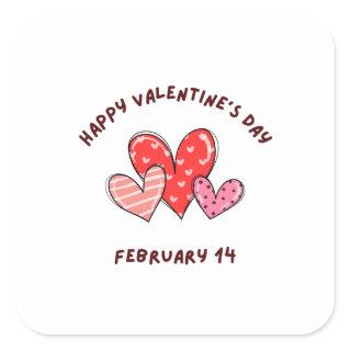 Happy Valentine's Day 2023 -Valentine 14 February Square Sticker