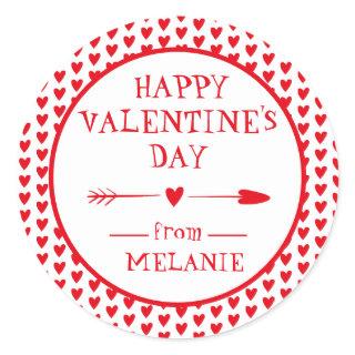 HAPPY VALENTINE'S DAY | ARROW HEARTS  CLASSIC ROU CLASSIC ROUND STICKER