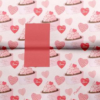 Happy Valentine's Day Cupcake and Hearts Pattern Tissue Paper