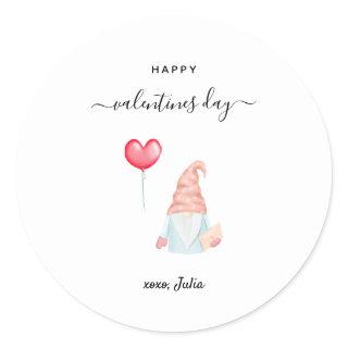 Happy Valentine's Day Cute Love Gnome Heart Classic Round Sticker