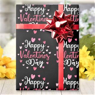 Happy Valentine's Day Elegant Script Pink Hearts
