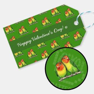 Happy Valentine's Day Lovebirds Pixel Art Pattern Gift Tags