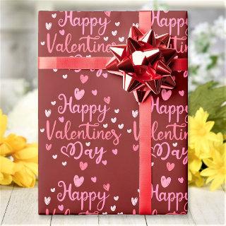 Happy Valentine's Day Red Pink Script Hearts