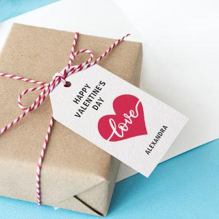 Happy Valentine's day simple magenta heart love Gift Tags