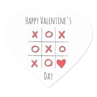 Happy Valentine's Day Tic-Tac-Toe Heart Sticker