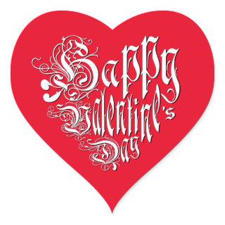 Happy Valentine's Day white red whimsical romantic Heart Sticker