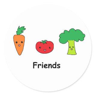 Happy Vegetable Friends Classic Round Sticker