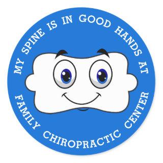 Happy Vertebra - Spine In Good Hands Chiropractic Classic Round Sticker