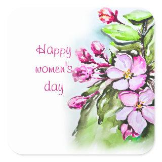 Happy women's day square sticker