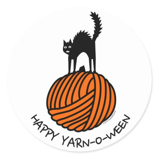 Happy Yarn-O-Ween! Classic Round Sticker
