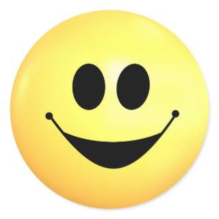 Happy Yellow Face Round Stickers