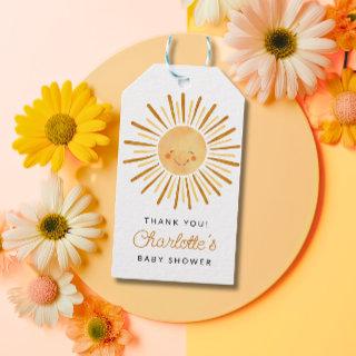 Happy Yellow Sunshine Baby Shower Thank You Gift Tags