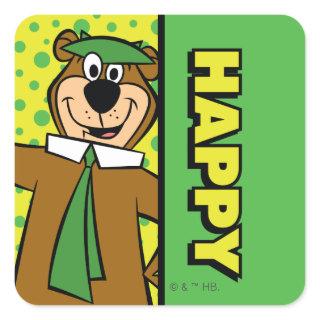 Happy Yogi Bear Square Sticker