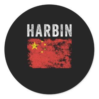 Harbin China Flag Chinese Souvenir Classic Round Sticker