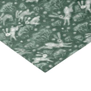 Hares Snow Field White Rabbit Winter Pattern Green Tissue Paper