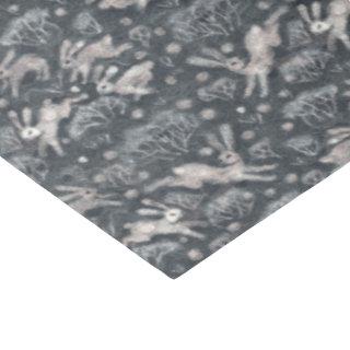 Hares Snow Field White Rabbits Winter Pattern Grey Tissue Paper