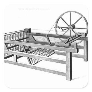 Hargreaves's Spinning Jenny, engraved by Square Sticker