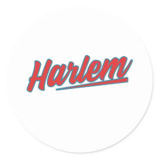 Harlem Red Typography  Classic Round Sticker