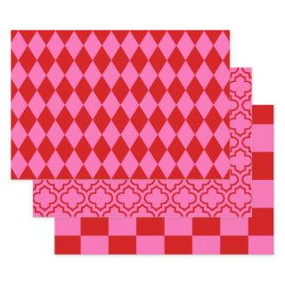 Harlequin Moroccan Checker DIY Colors Red Hot Pink  Sheets