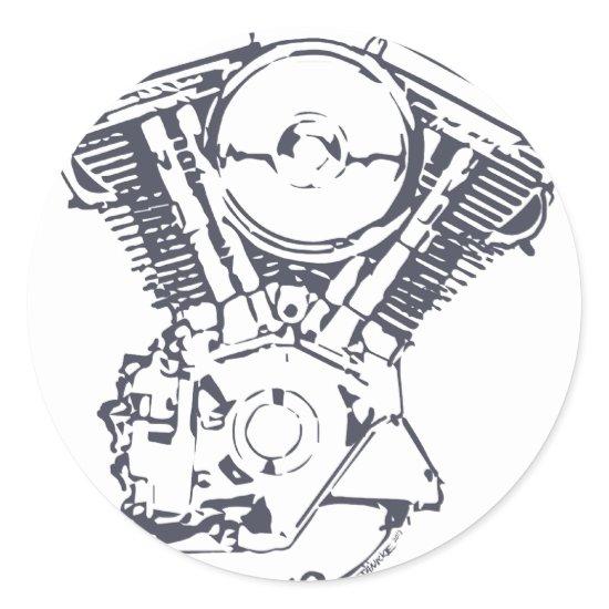 Harley Evolution V-Twin Classic Round Sticker