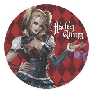 Harley Quinn With Fuzzy Dice Classic Round Sticker