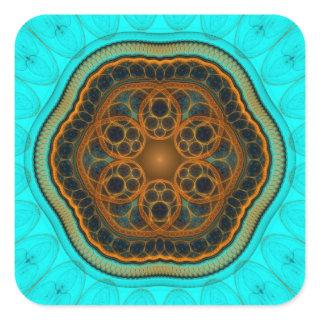Harmonic fractal mandala square sticker