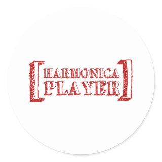 Harmonica Player Classic Round Sticker